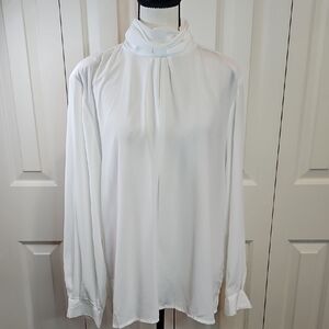 Vintage Lauren Lee White Women's Blouse Ruffle Turtle Neck Style 14
